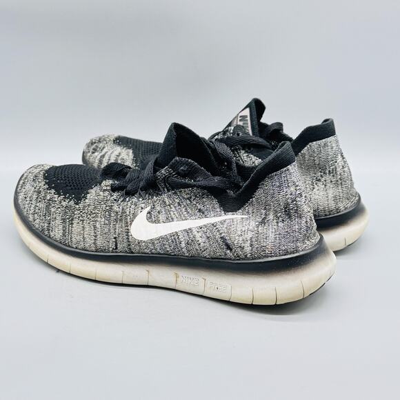 Nike Shoes Womens 7 Black Gray Free RN Flyknit Low Top Running Athletic Sneakers - Picture 6 of 11